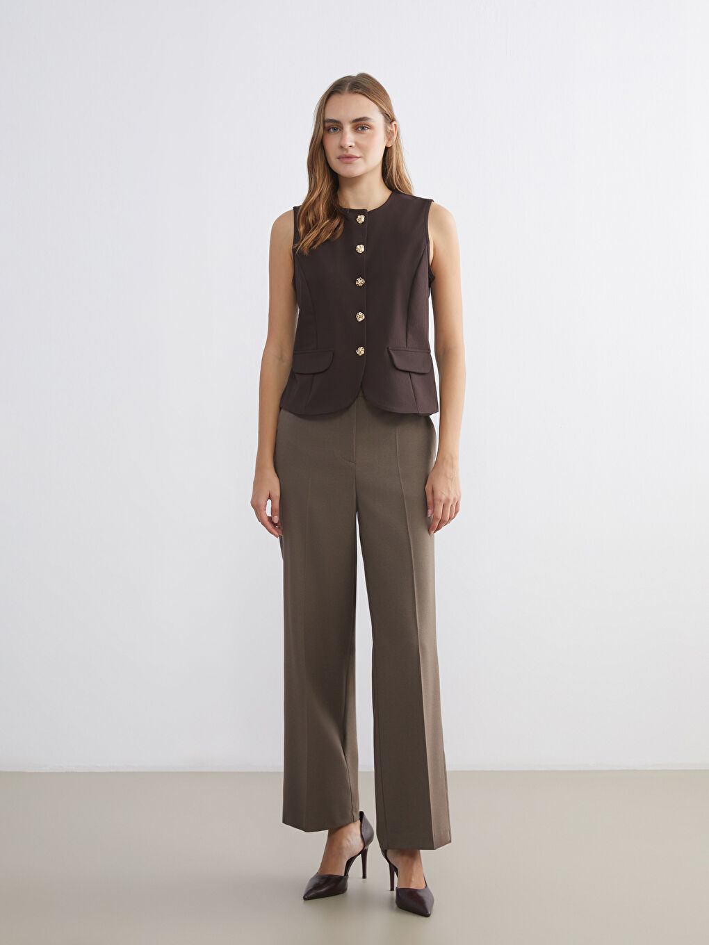 Regular Fit Wide Leg Women's Trousers