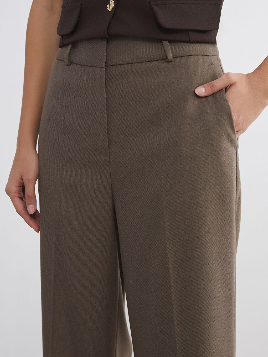 Regular Fit Wide Leg Women's Trousers-2