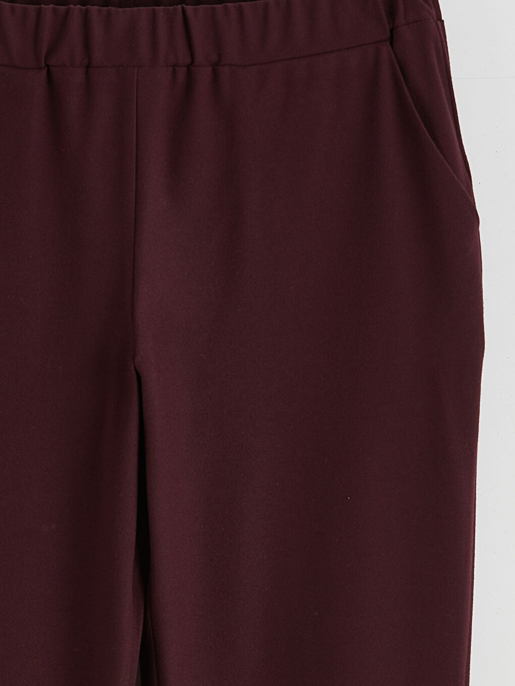 Bordo Beli Lastikli Kadın Pantolon-5