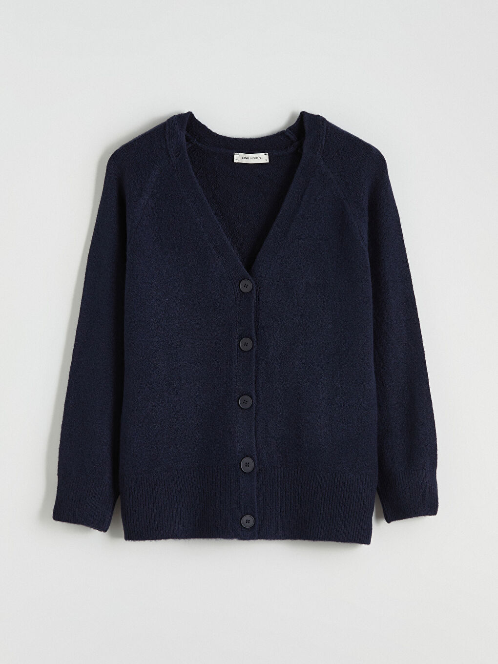 Lacivert V Yaka Kadın Triko Hırka-4