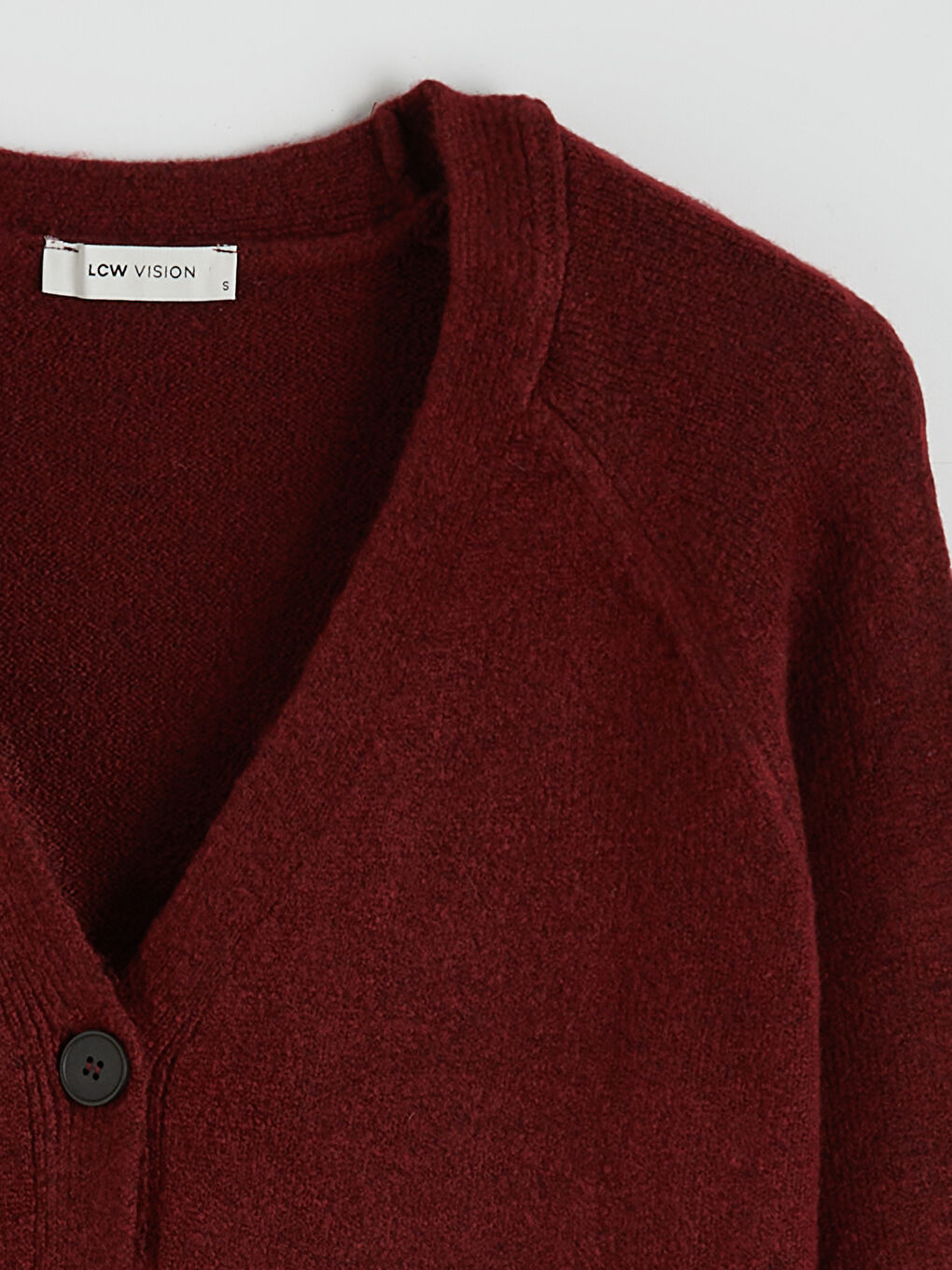 Bordo V Yaka Kadın Triko Hırka-5