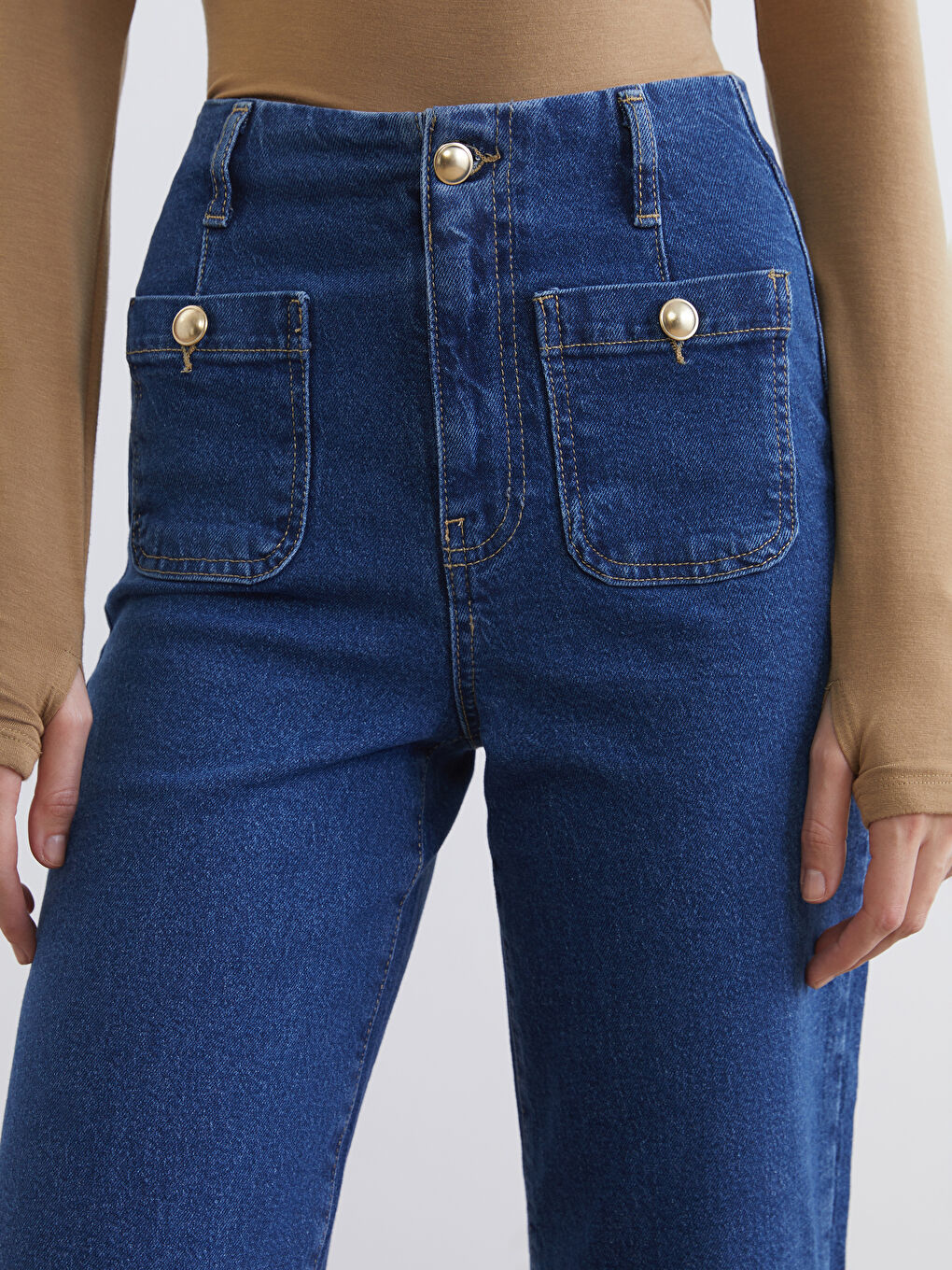 İndigo Wideleg Kadın Jean Pantolon-2