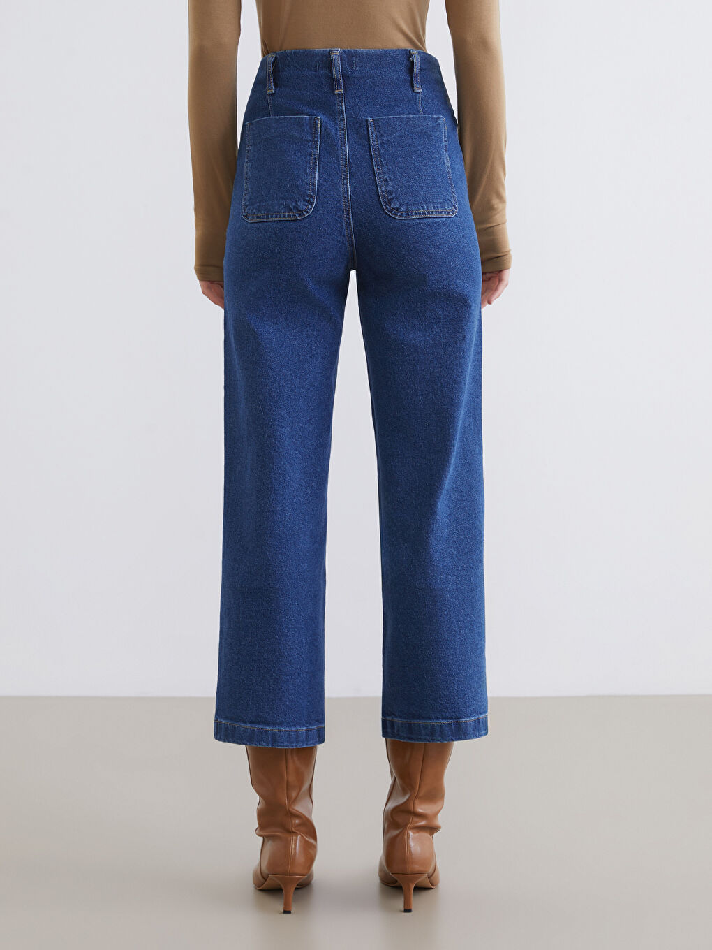 İndigo Wideleg Kadın Jean Pantolon-3