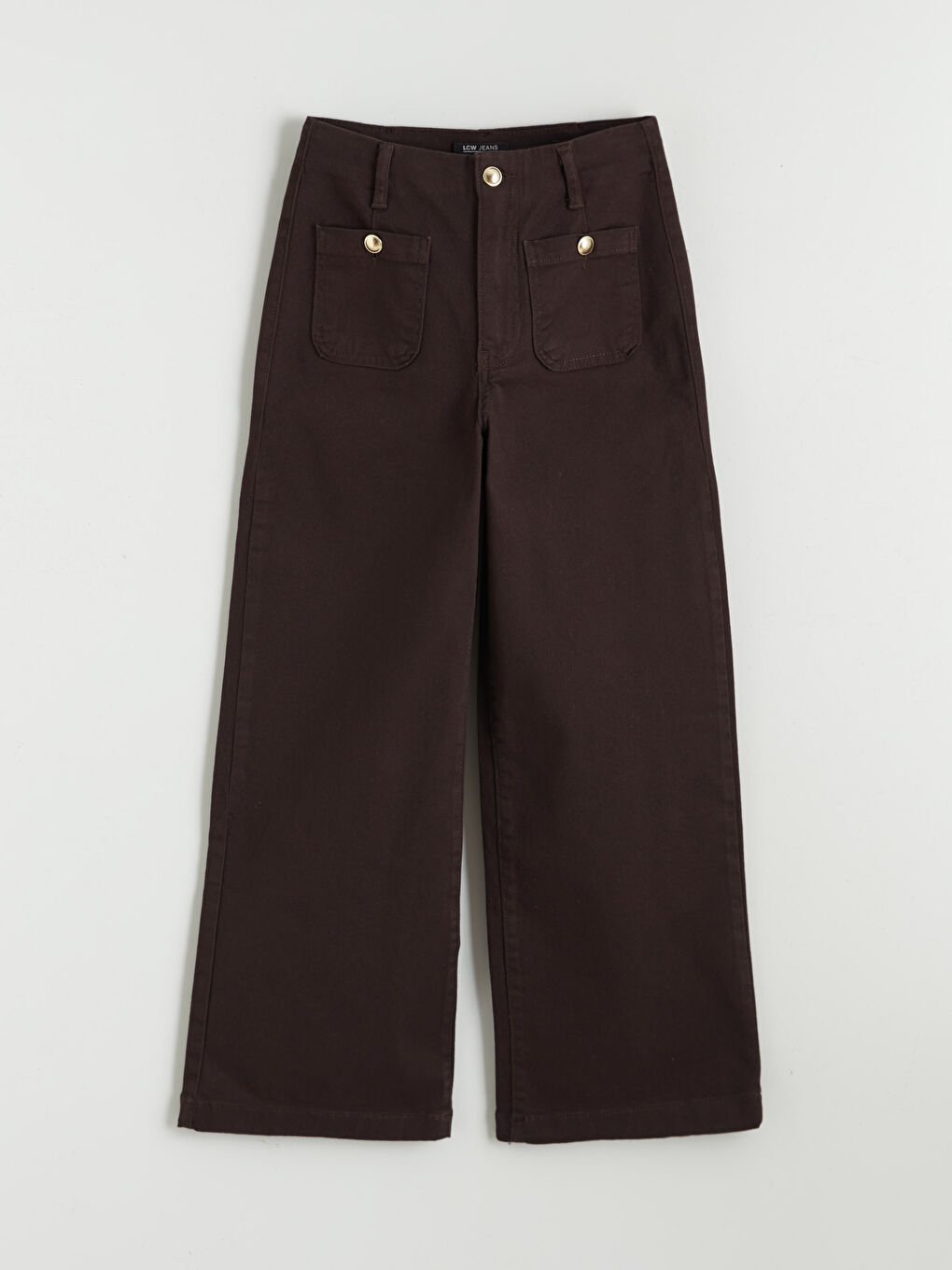 Kahverengi Wideleg Kadın Jean Pantolon-4