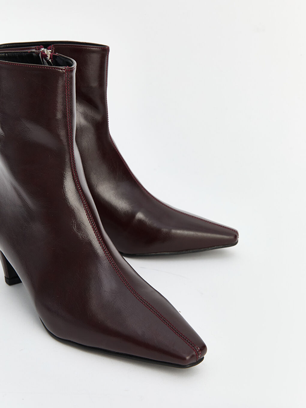 Bordo Sivri Burun Kadın Topuklu Bot-2