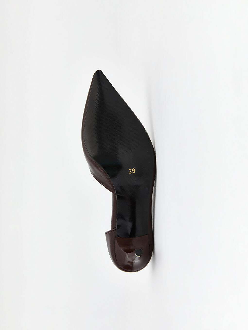 Bordo Deri Görünümlü Sivri Burun Kadın Topuklu Ayakkabı-3