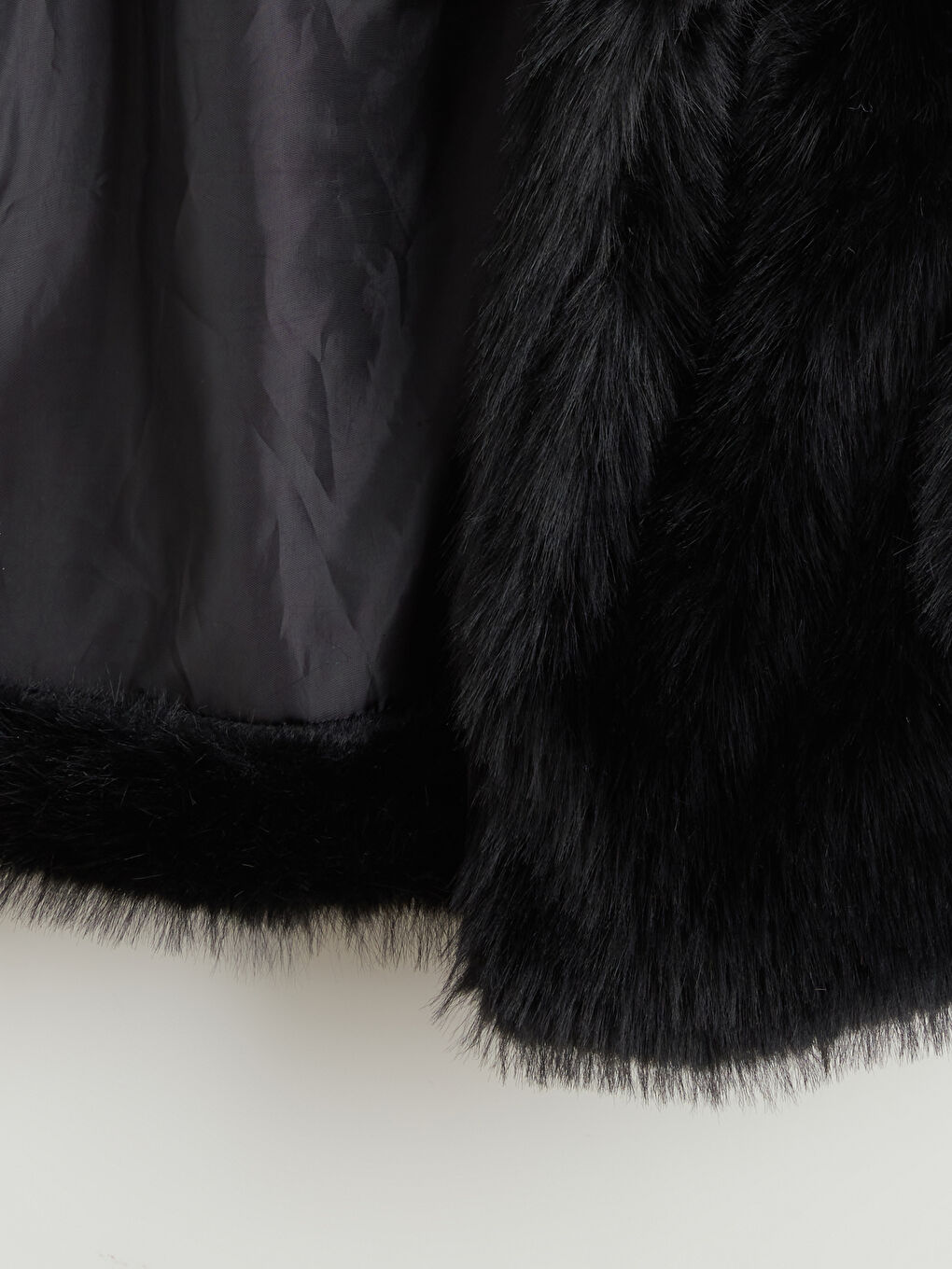 Siyah Şal Yaka Oversize Kadın Kürk Kaban-6