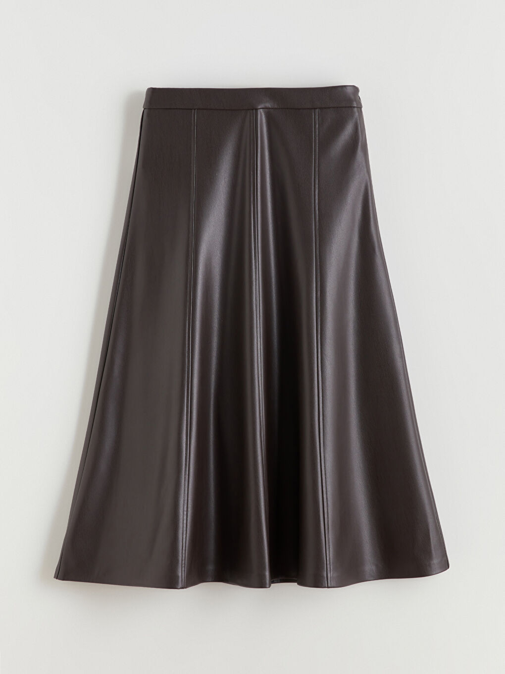 High Waist Zippered A-Line Faux Leather Skirt-4