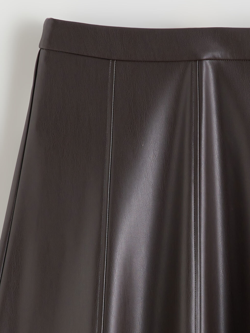 High Waist Zippered A-Line Faux Leather Skirt-5