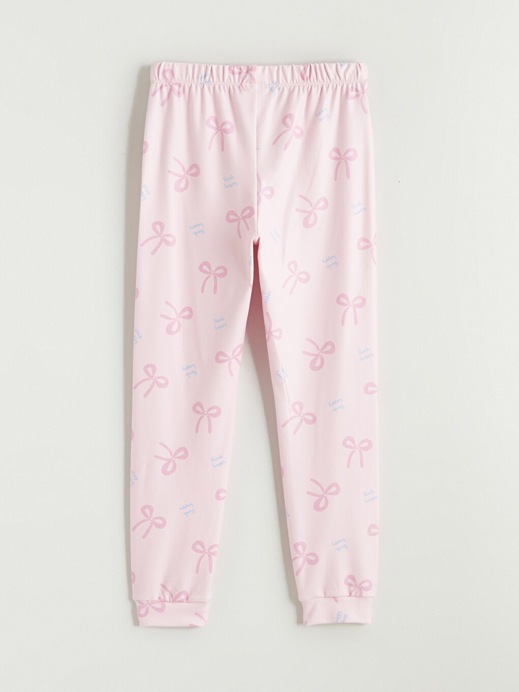 Pembe Beli Lastikli Fiyonk Desenli Kız Çocuk Pijama Alt