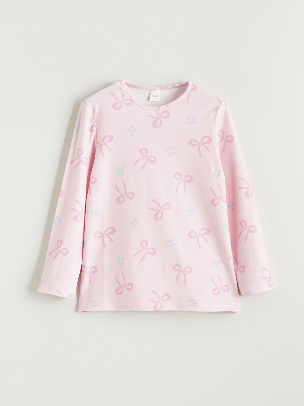 Pembe Bisiklet Yaka Fiyonk Desenli Kız Çocuk Pijama Takımı-1