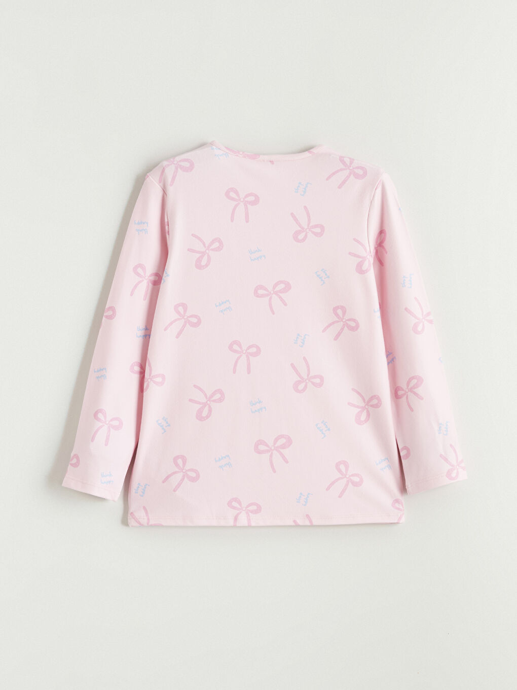 Pembe Bisiklet Yaka Fiyonk Desenli Kız Çocuk Pijama Takımı-2