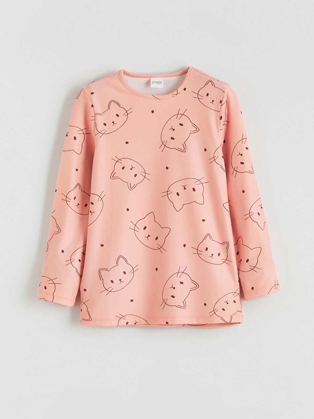 Pembe Bisiklet Yaka Kız Çocuk Pijama Üst