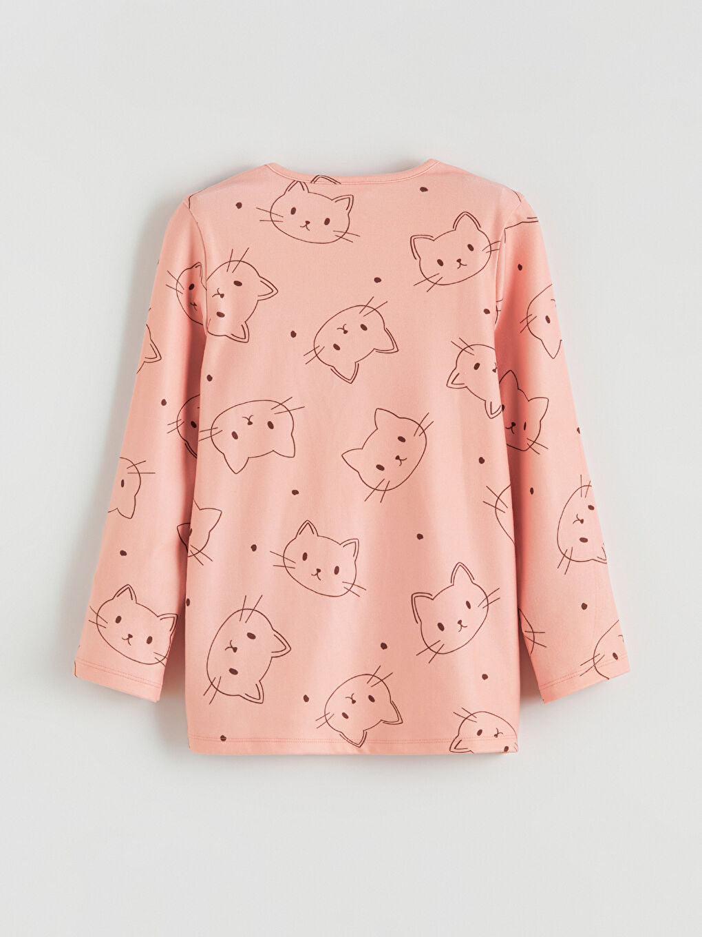 Pembe Bisiklet Yaka Kız Çocuk Pijama Üst-1