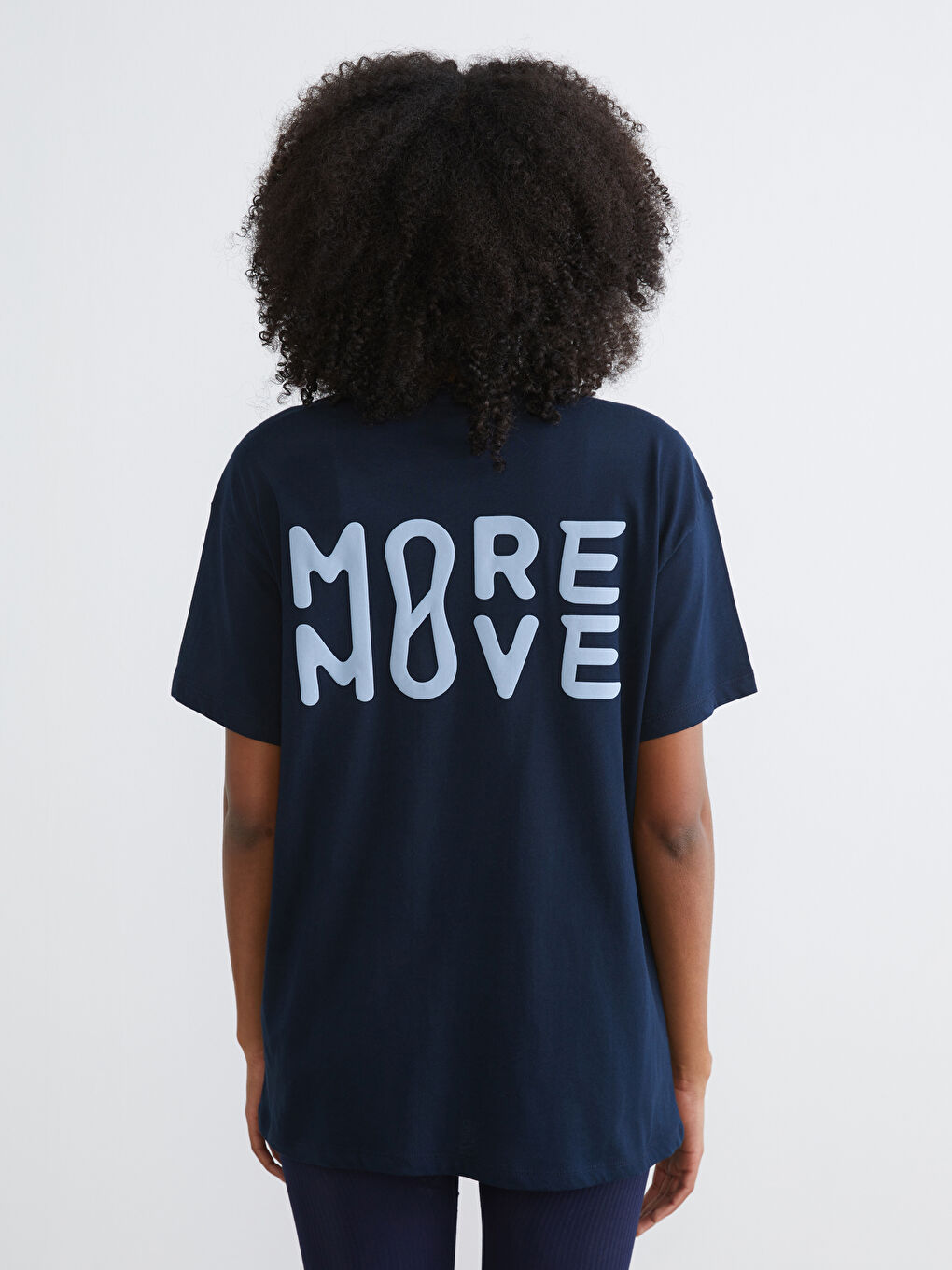 Mavi Bisiklet Yaka Baskılı Oversize Kadın Spor Tişört-4