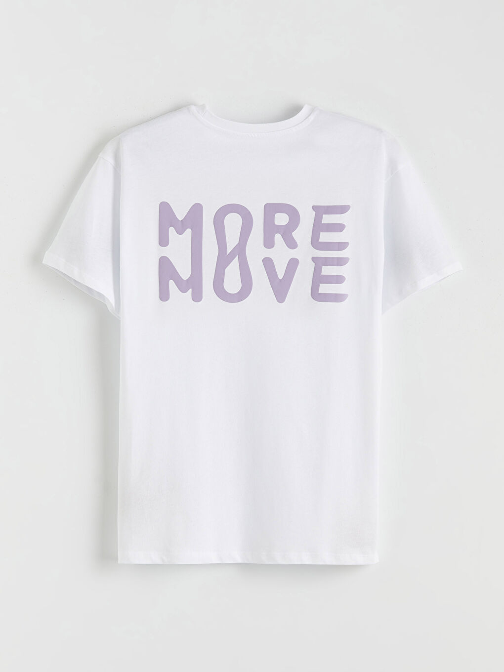 Beyaz Bisiklet Yaka Baskılı Oversize Kadın Spor Tişört-5