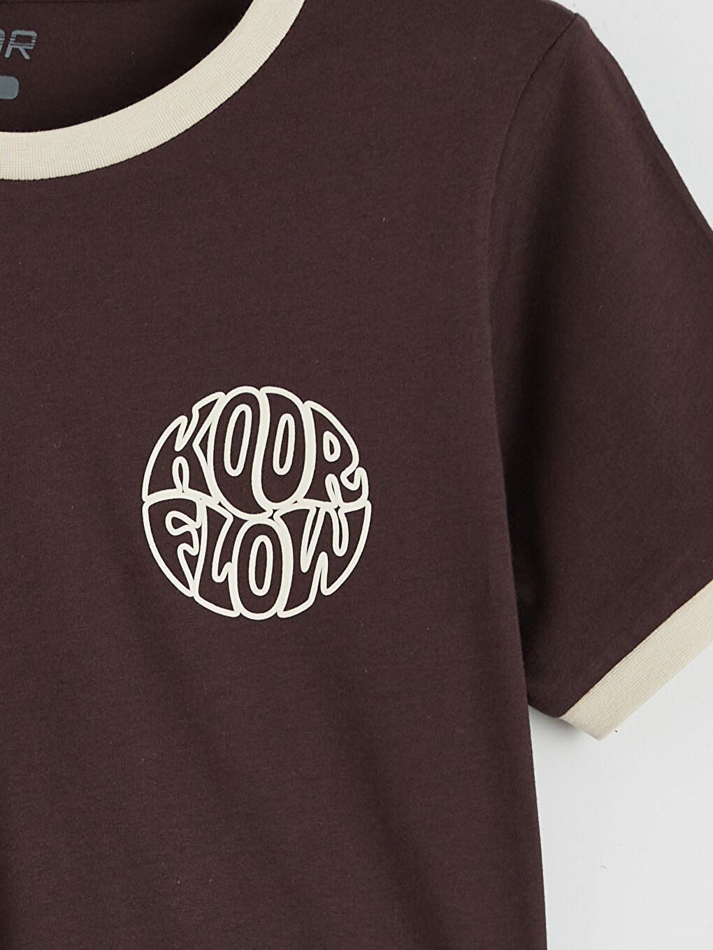 Kahverengi Bisiklet Yaka Baskılı Kadın Spor Tişört-5