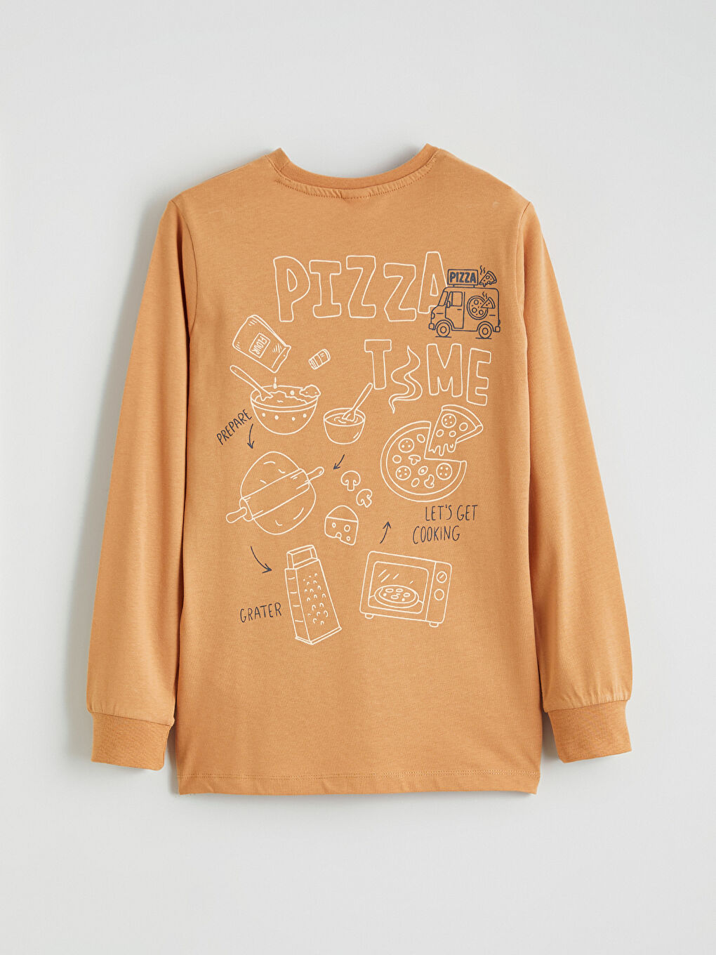 Kahverengi Baskılı Erkek Çocuk Pijama Üst-1