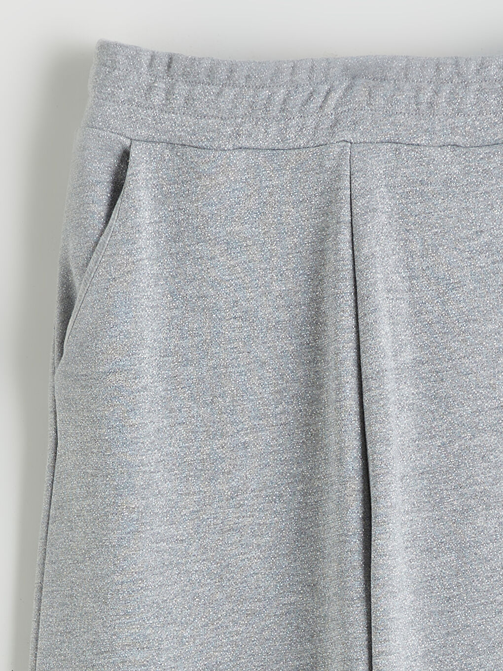 Gri Beli Lastikli Geniş Paça Kadın Eşofman Altı-5