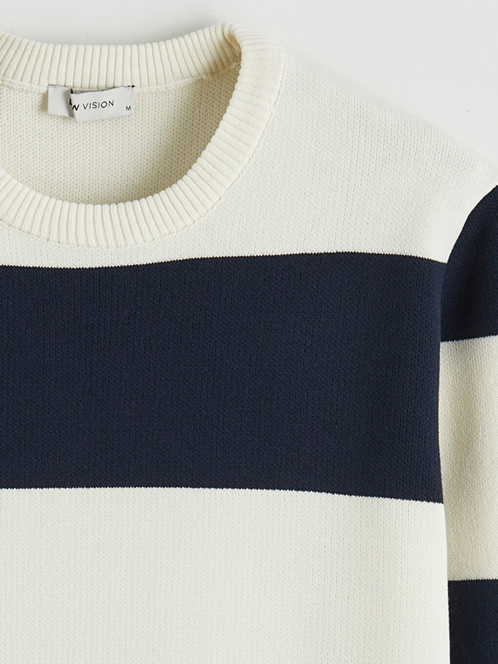 Lacivert Bisiklet Yaka Çizgili Erkek Triko Kazak-5