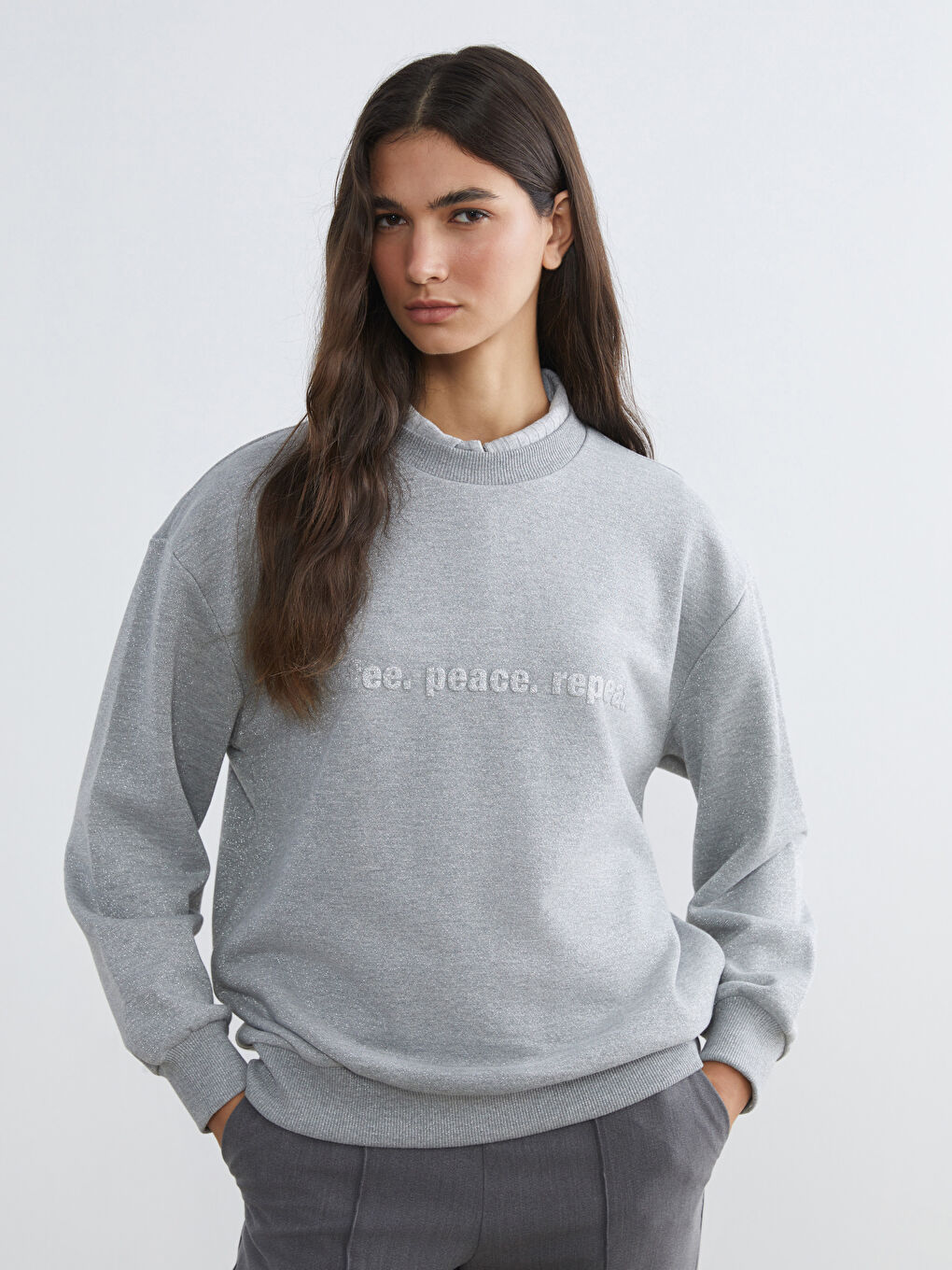Crew Neck Printed Women's Sweatshirt