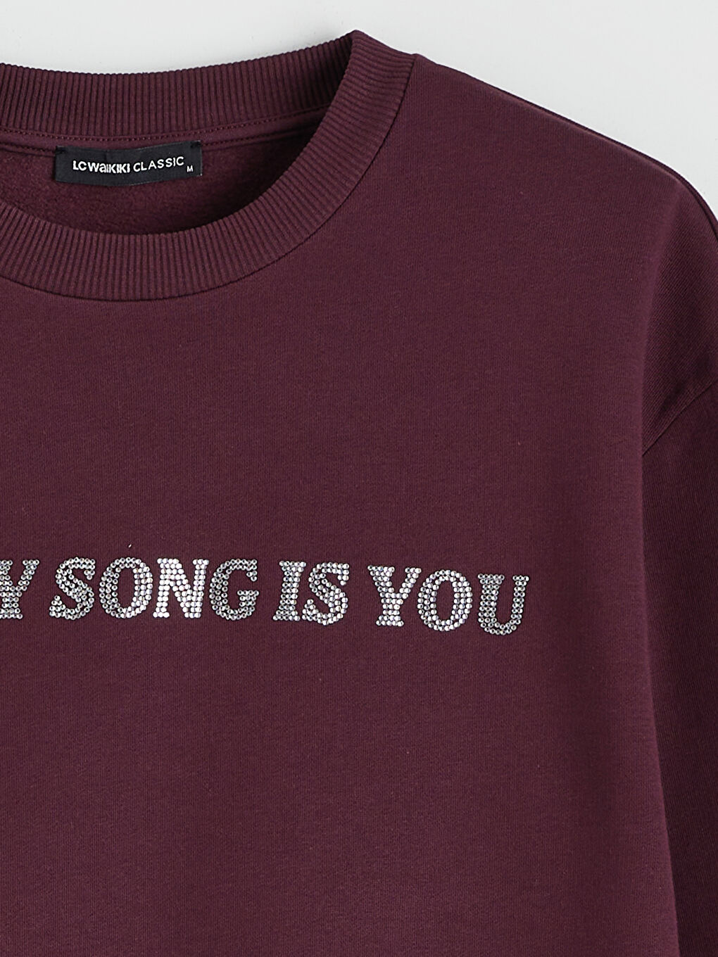 Mürdüm Bisiklet Yaka Taşlı Kadın Sweatshirt-6