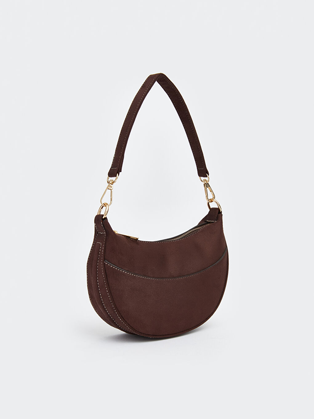 Kahverengi Süet Görünümlü Kadın Omuz Çantası-1