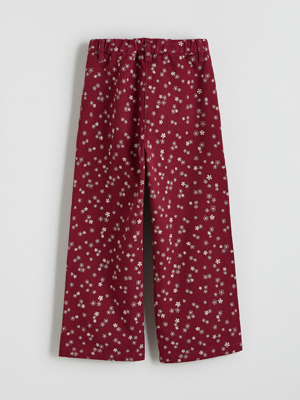 Bordo Çiçek Baskılı Kız Çocuk Pantolon-3