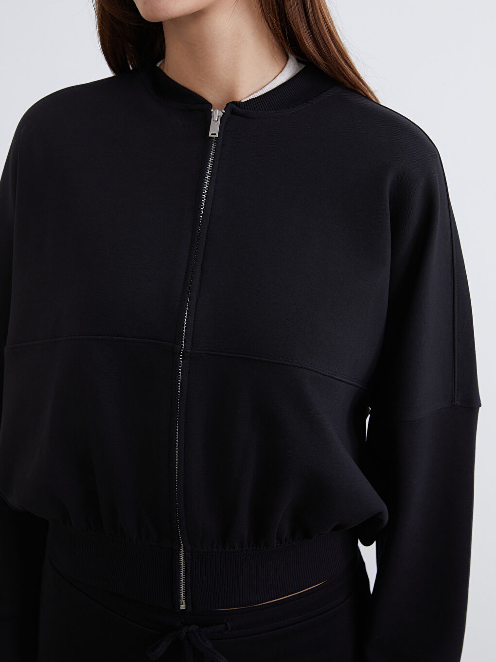 Siyah Oversize Kadın Kolej Ceket-2