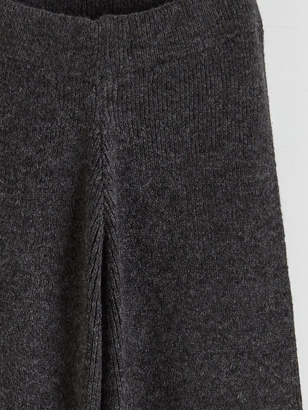 Antrasit Beli Lastikli Geniş Paça Kadın Triko Pantolon-5