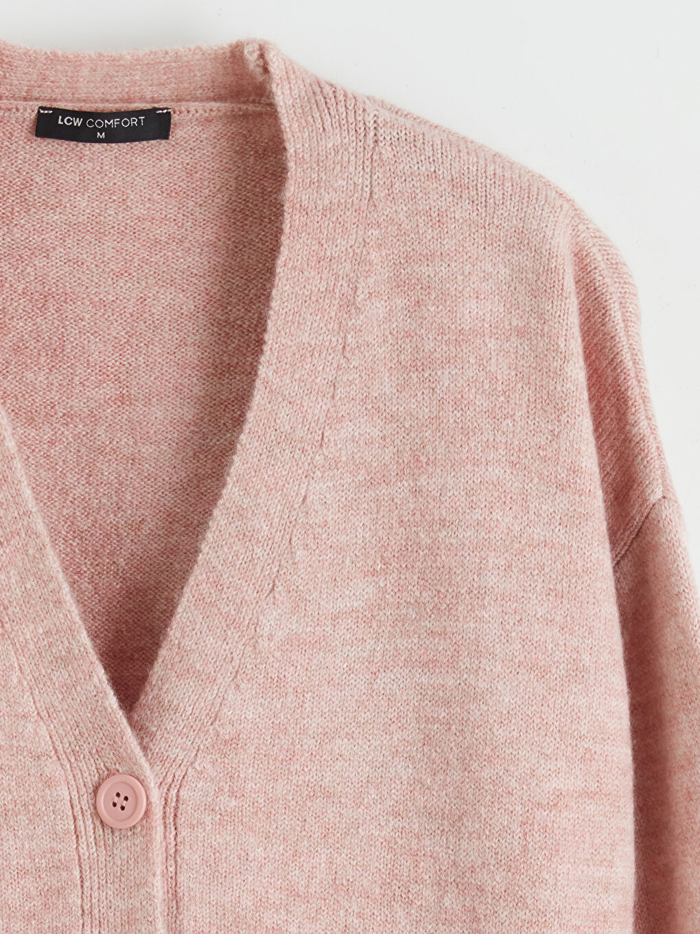 Pembe V Yaka Kadın Triko Hırka-1