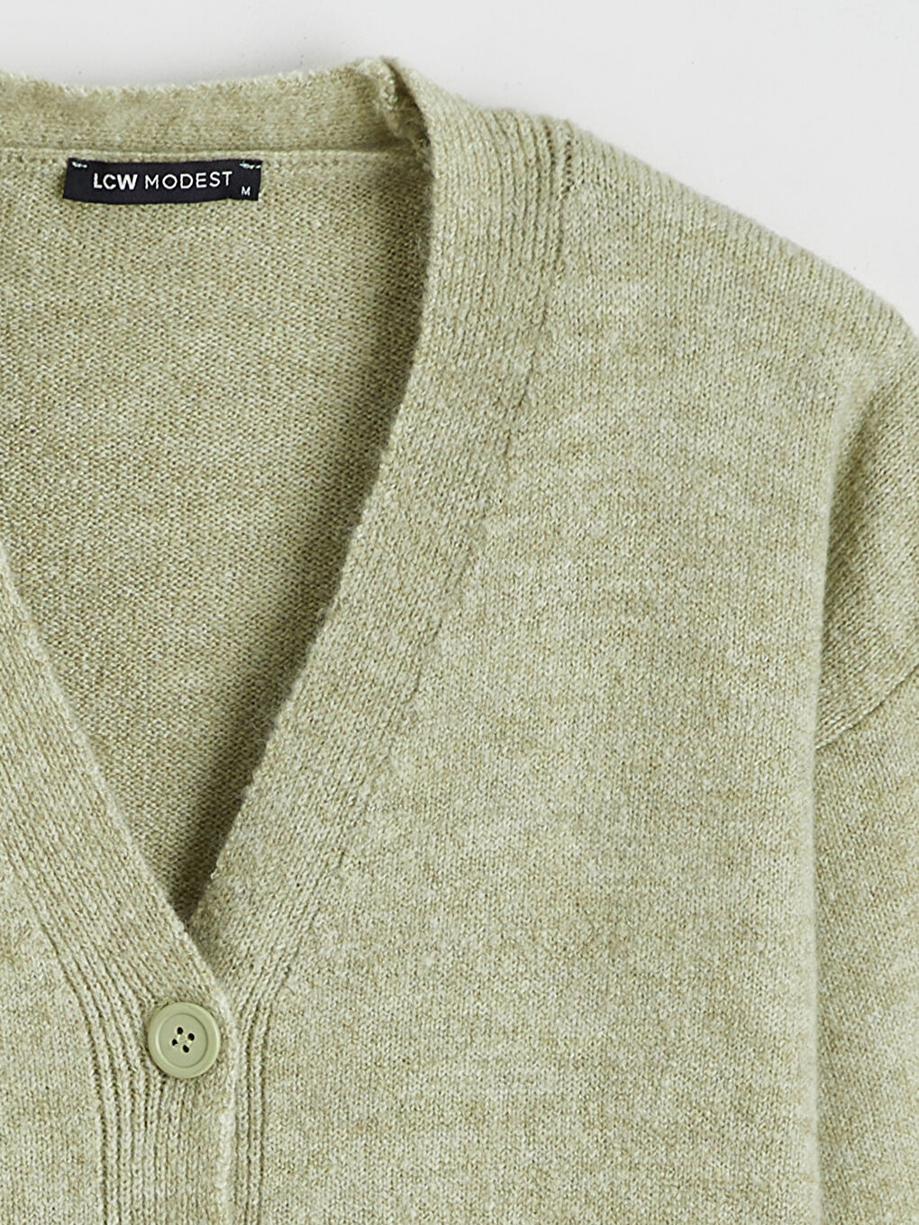 Yeşil V Yaka Kadın Triko Hırka-5