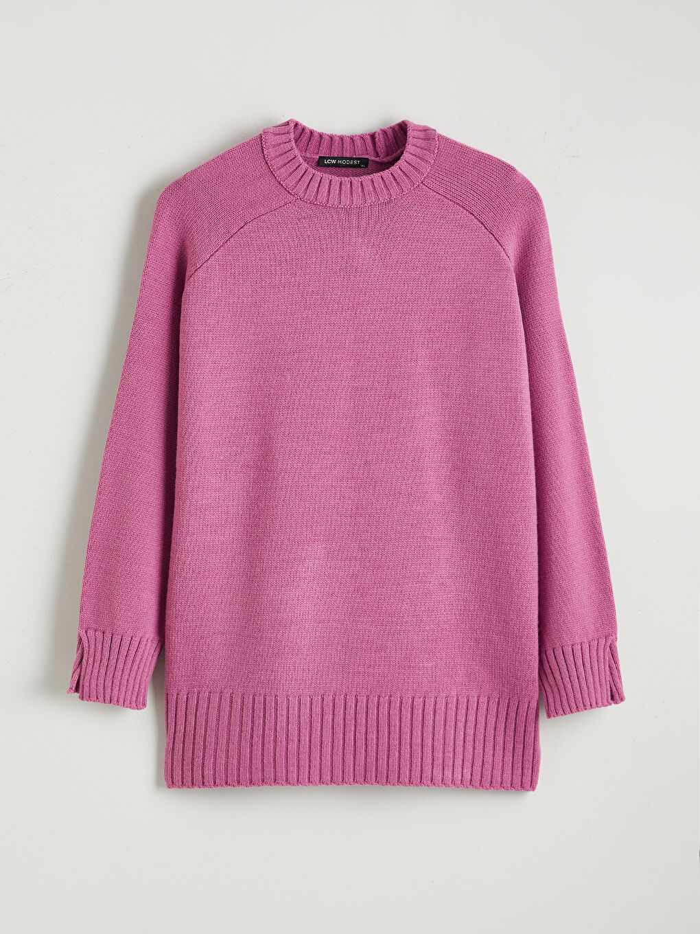 Pembe Bisiklet Yaka Oversize Kadın Triko Tunik-4