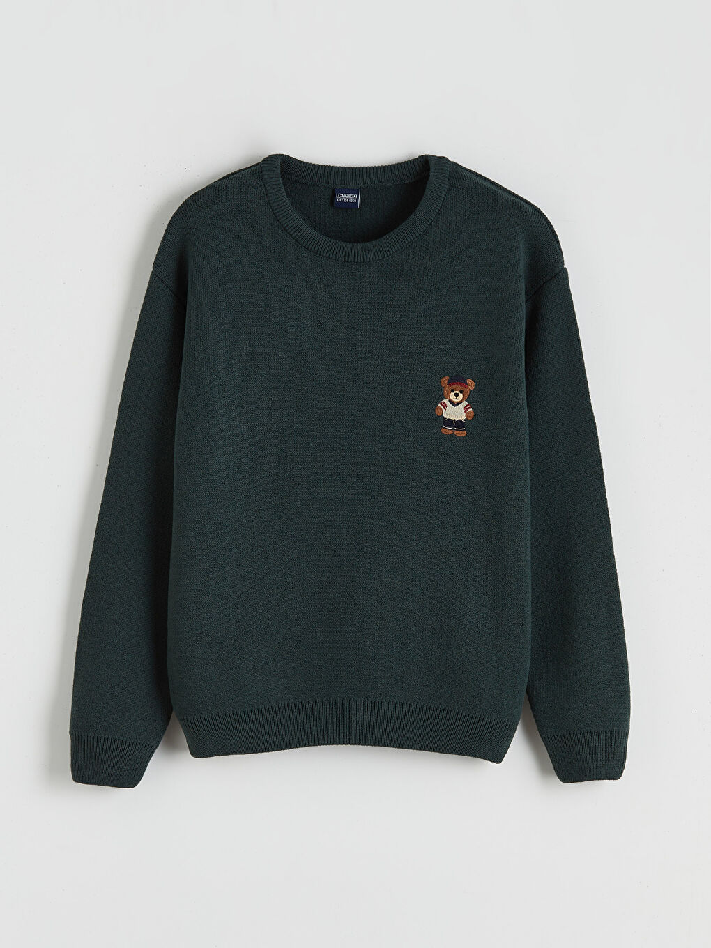 Yeşil Teddy Baskılı Erkek Çocuk Triko Kazak