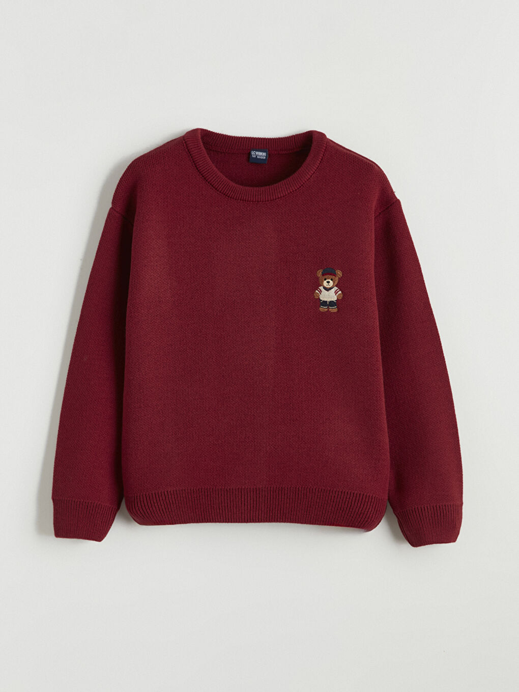 Kırmızı Teddy Baskılı Erkek Çocuk Triko Kazak