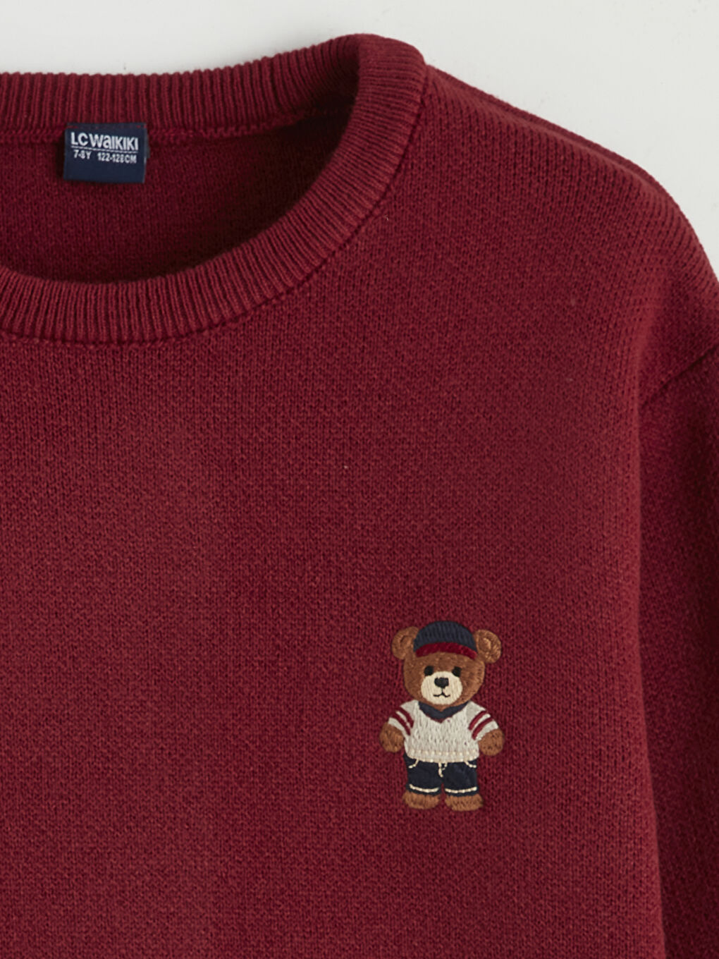 Kırmızı Teddy Baskılı Erkek Çocuk Triko Kazak-1