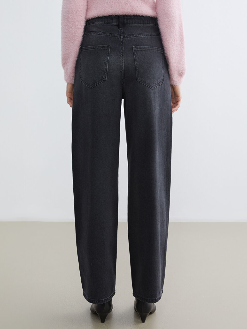 Siyah Wideleg Kadın Jean Pantolon-3