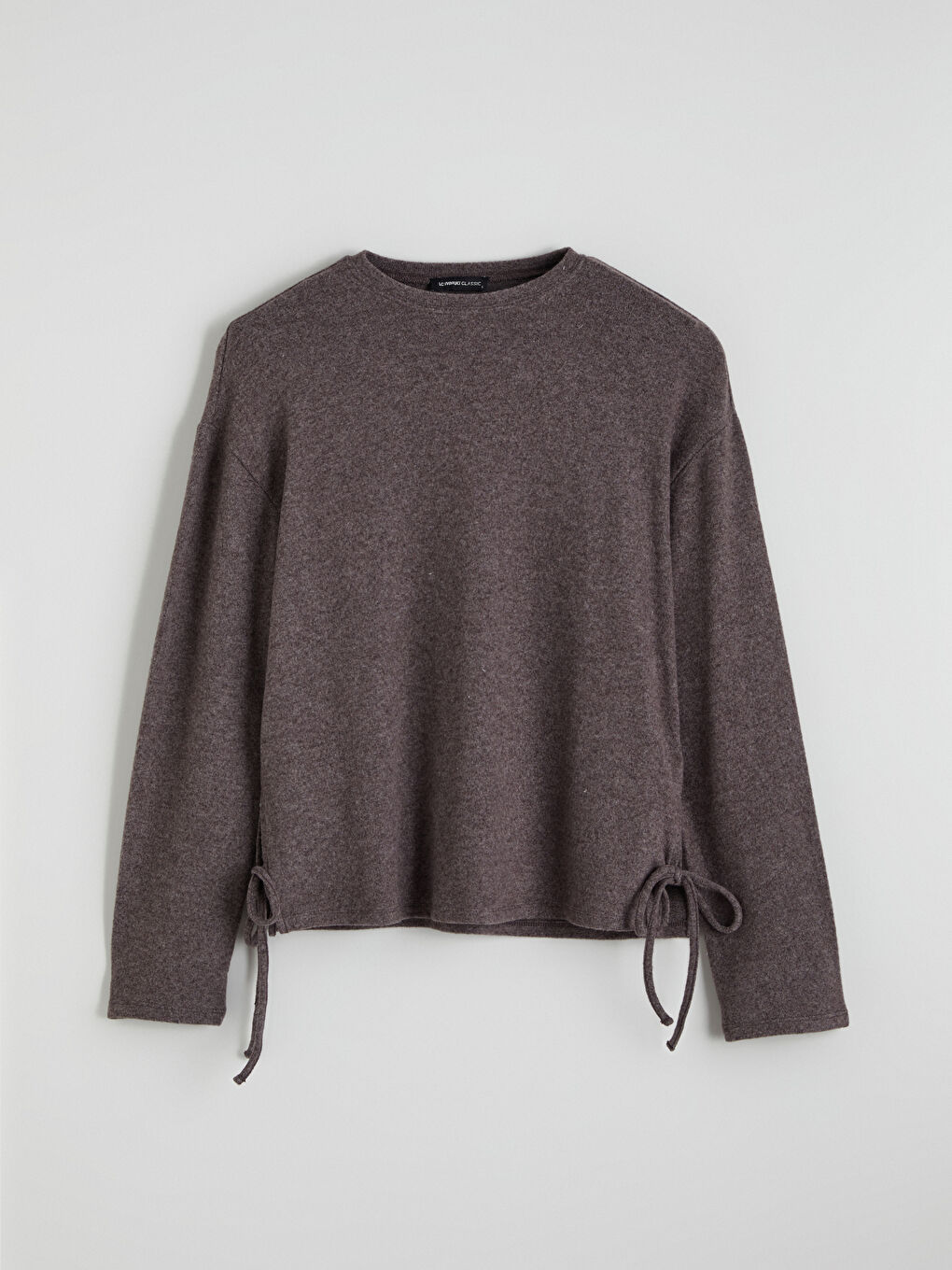 Kahverengi Bisiklet Yaka Kadın Tişört-4