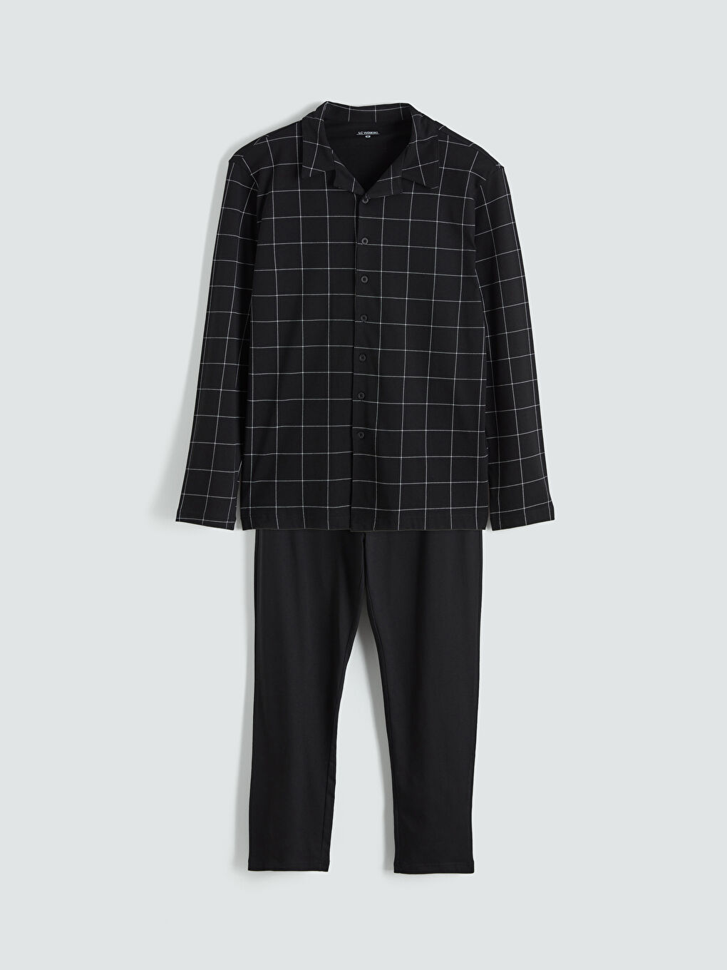 Siyah Standart Kalıp Ekose Erkek Pijama Takım-4