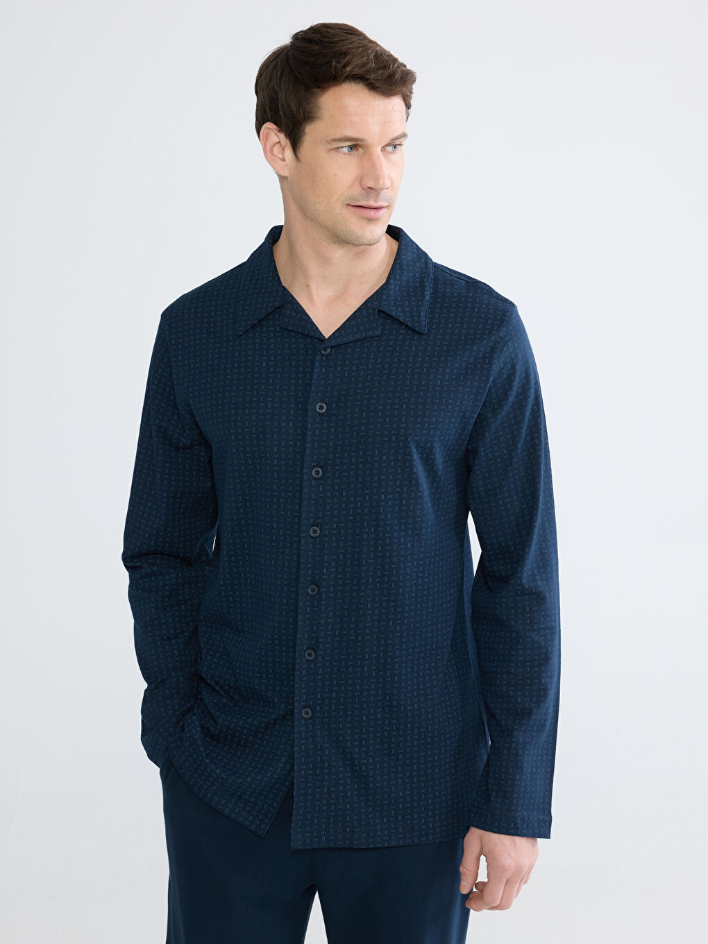 Lacivert Standart Kalıp Erkek Pijama Takım