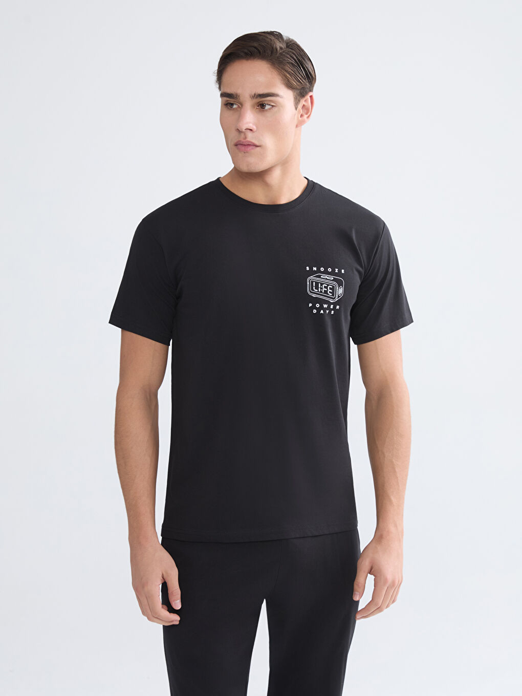 Siyah Standart Kalıp Erkek Pijama Takımı-1