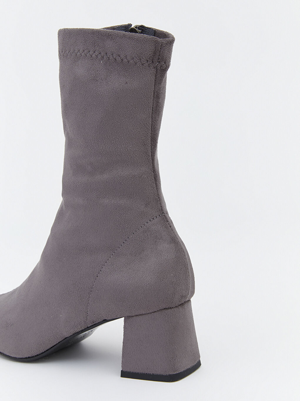 Gri Süet Görünümlü Kadın Topuklu Bot-5