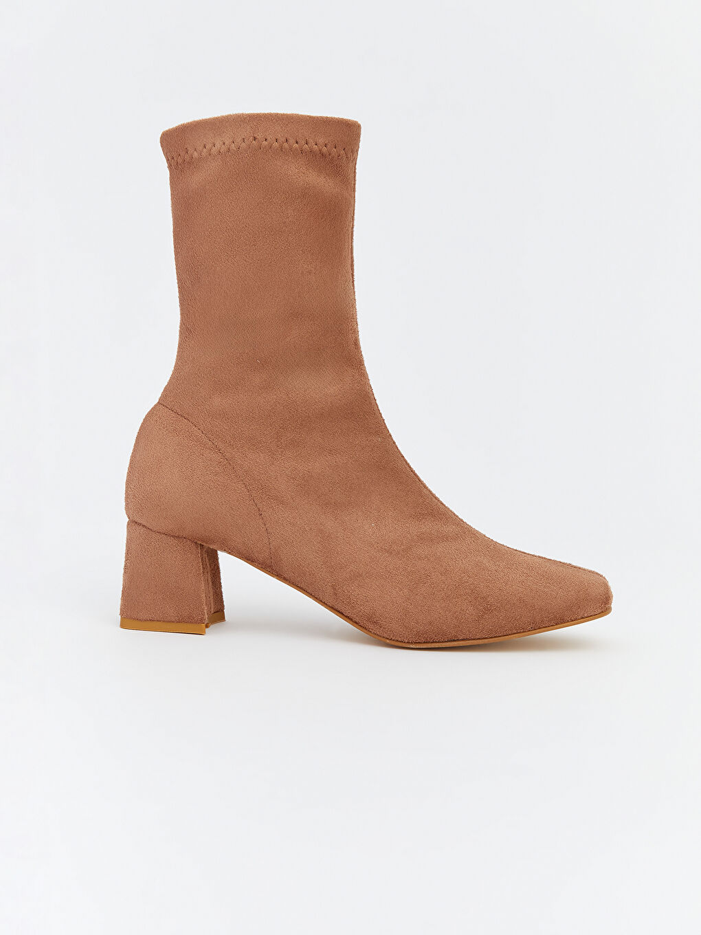 Kahverengi Süet Görünümlü Kadın Topuklu Bot-1