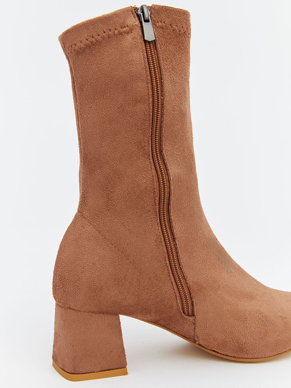 Kahverengi Süet Görünümlü Kadın Topuklu Bot-4