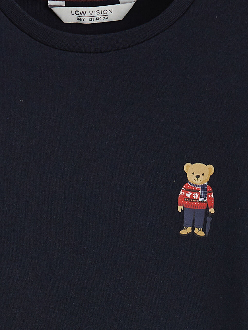 Crew Neck Bear Teddy Printed Boys' T-Shirt-1