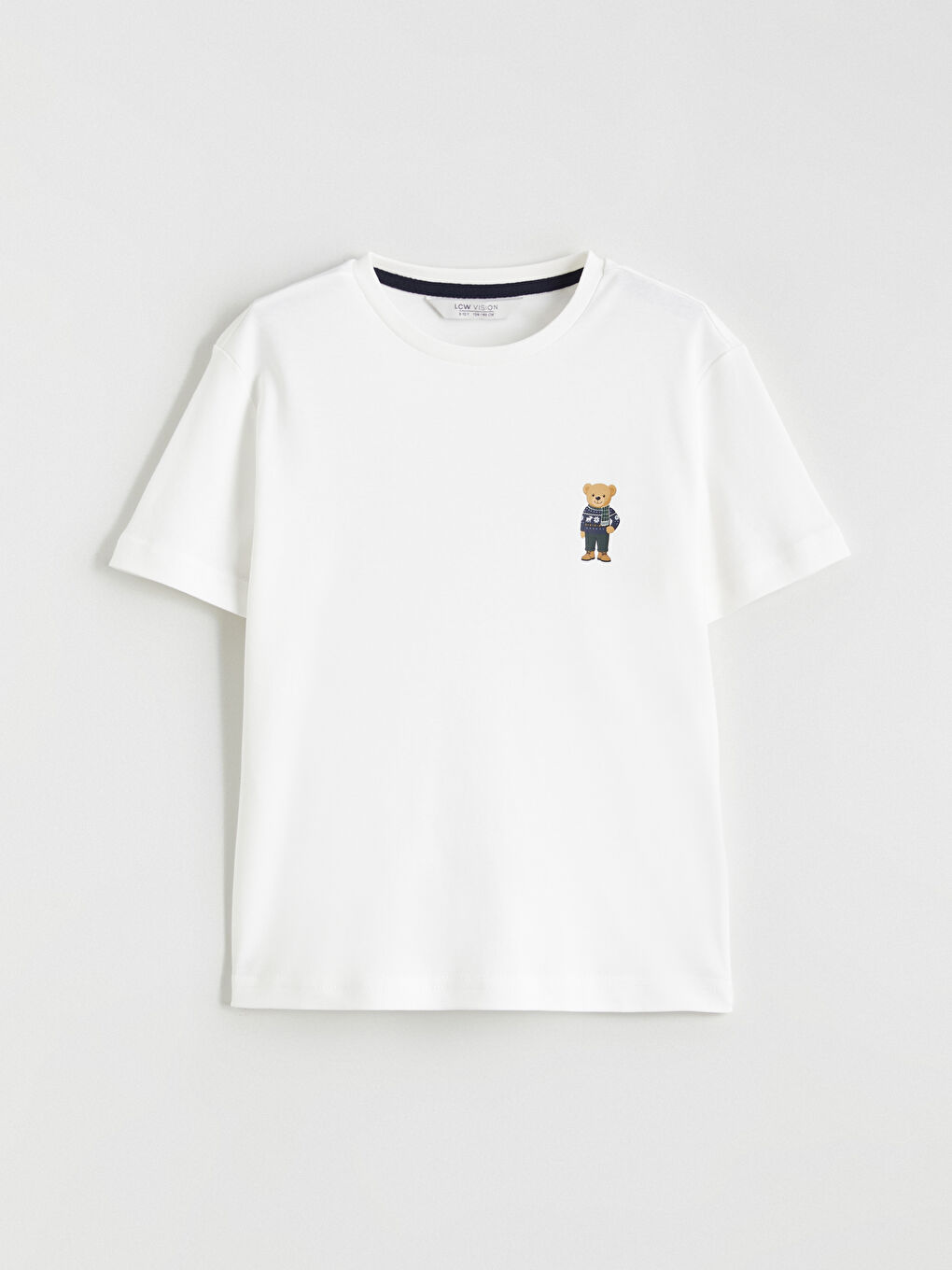 Ekru Bisiklet Yaka Ayı Teddy Baskılı Erkek Çocuk Tişört