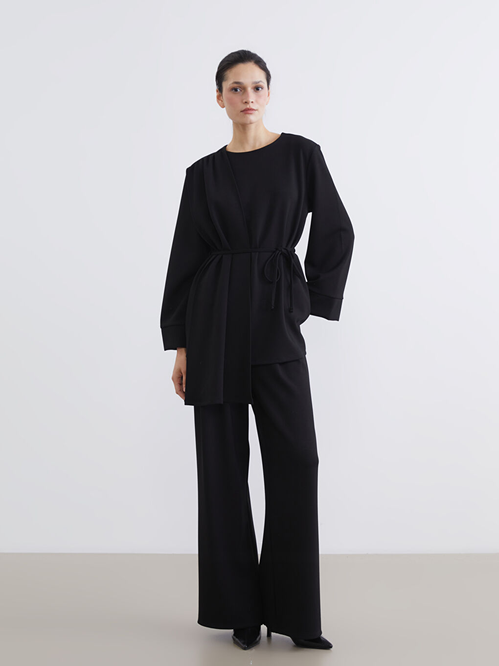 Scarfed Soft Touch Women's Sweatshirt Tunic-1