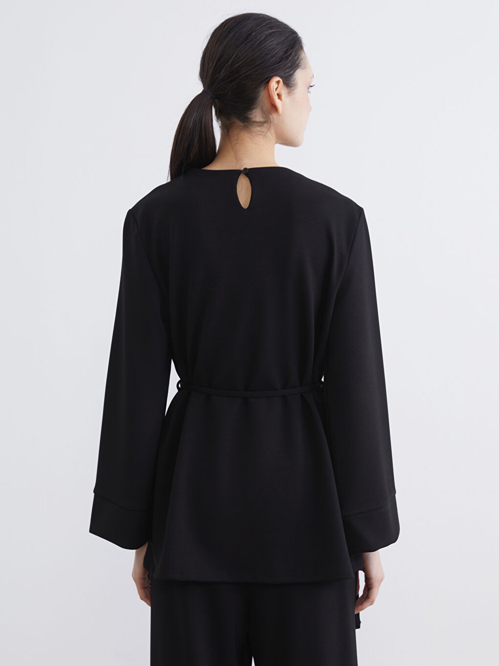 Scarfed Soft Touch Women's Sweatshirt Tunic-3