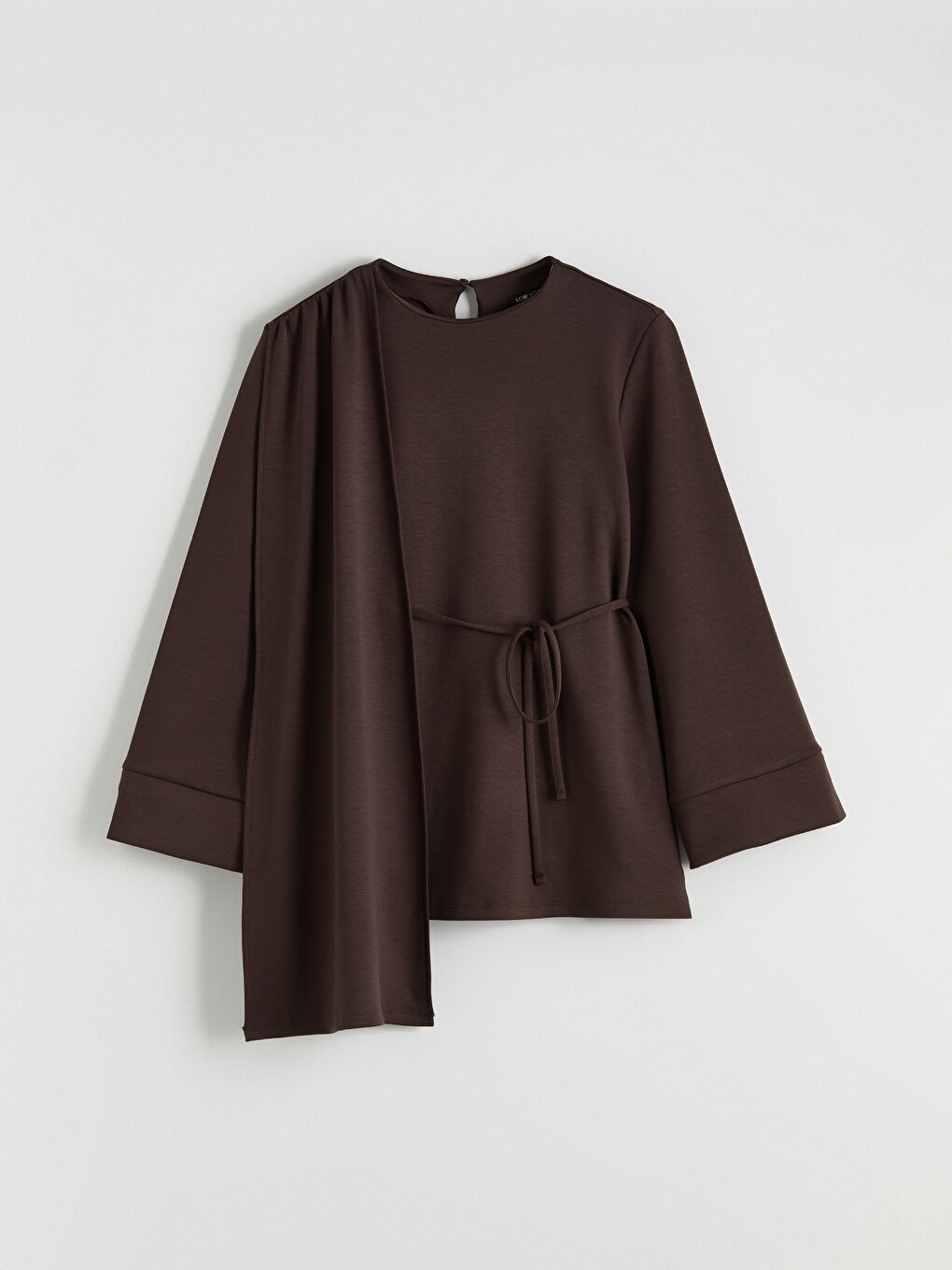 Kahverengi Atkılı Soft Touch Kadın Sweatshirt Tunik-4