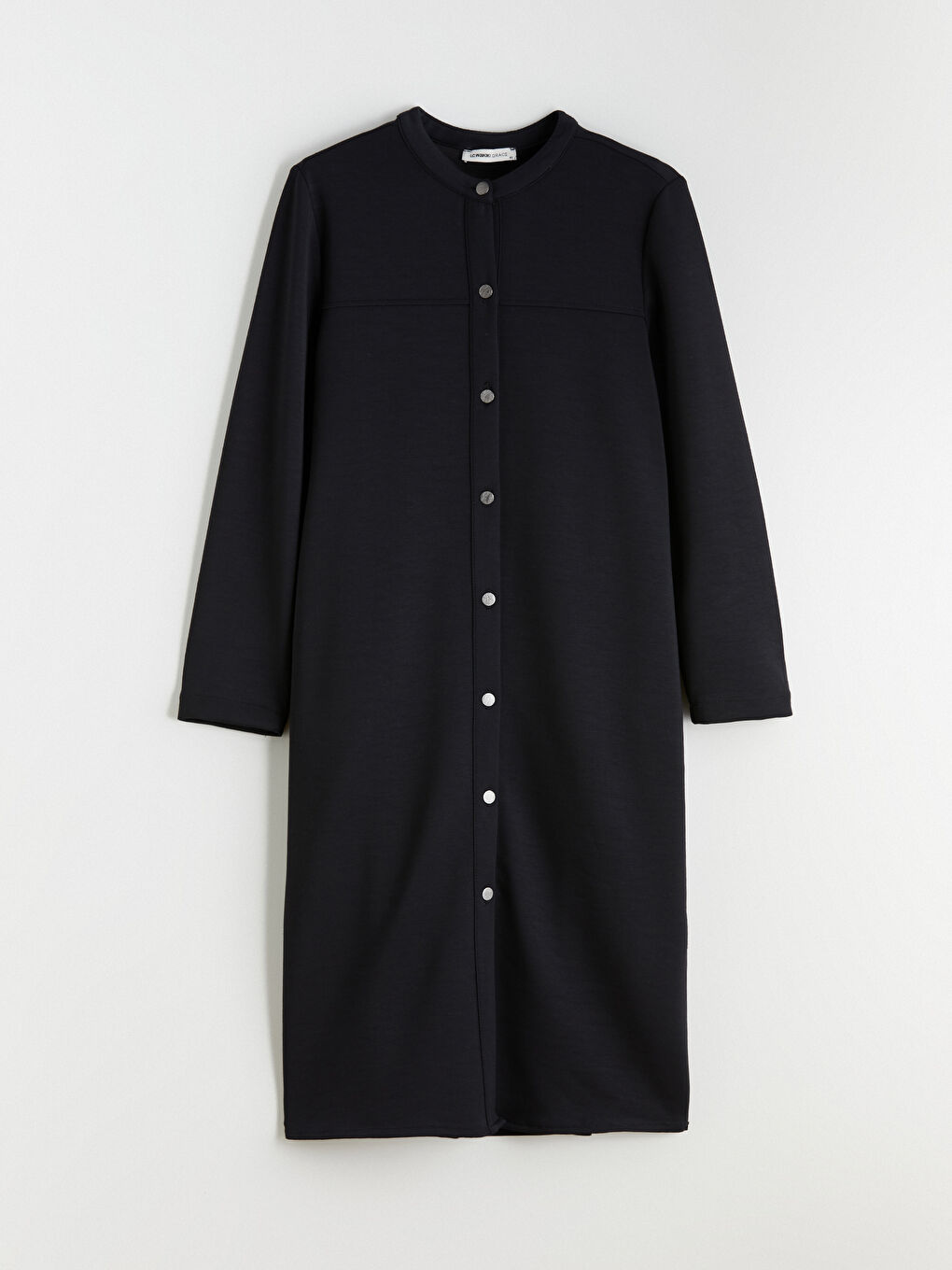 Siyah Bisiklet Yaka Modal Karışımlı Kadın Ferace-4